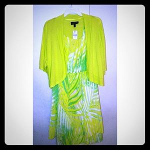 Lane Bryant" Neon Lime Green Spaghetti Strap Dress